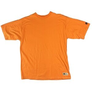Vtg Russell Athletic‎ T Shirt Pro Cotton XXL Orange Blank 90s Y2K Boxy Fit